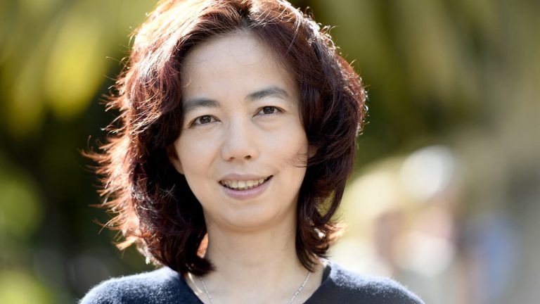 Fei-Fei Li presenting insights on artificial intelligence and computer vision at a Hamburg innovation conference 2026.
